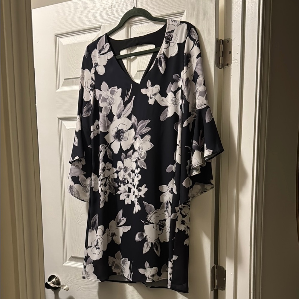 Floral Black and White Dress